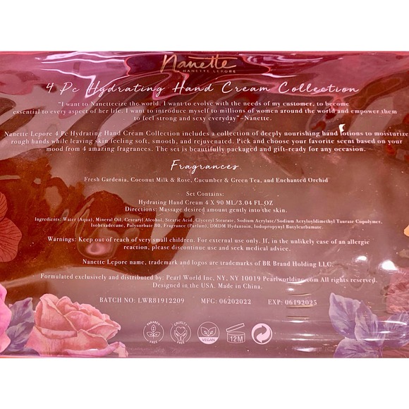 Nanette Lepore 4 Pc‎ Vegan Hand Cream Collection Fresh Gardenia/Enchanted Orchid - Picture 5 of 6